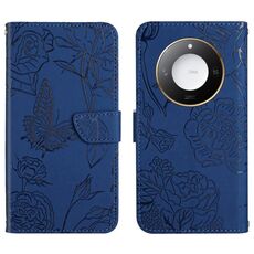 Custodia per telefono in pelle flip con motivo a farfalla in rilievo per Honor X9c Smart HT03 (blu)