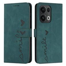 Per OPPO Reno13 Pro Custodia per telefono in pelle con stampa a cuore e cordino lungo (verde)