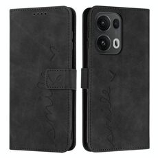 Per OPPO Reno13 Pro Custodia per telefono in pelle con stampa a cuore e cordino lungo (nero)