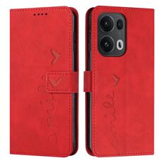 Per OPPO Reno13 Pro Custodia per telefono in pelle con stampa a cuore e cordino lungo (rosso)