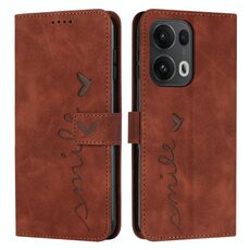 Per OPPO Reno13 Pro Custodia per telefono in pelle con stampa a cuore e cordino lungo (marrone)