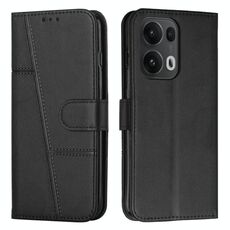 Per OPPO Reno13 Pro 5G Custodia per telefono in pelle con fibbia con texture di vitello con cuciture globali (nero)