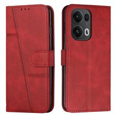 Per OPPO Reno13 Pro 5G Custodia per telefono in pelle con fibbia con texture di vitello con cuciture globali (rosso)