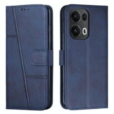 Per OPPO Reno13 Pro 5G Custodia per telefono in pelle con fibbia con texture di vitello con cuciture globali (blu)