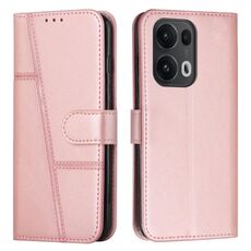 Per OPPO Reno13 Pro 5G Custodia per telefono in pelle con fibbia con texture di vitello con cuciture globali (oro rosa)