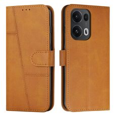 Per OPPO Reno13 Pro 5G Custodia per telefono in pelle con fibbia con texture di vitello con cuciture globali (giallo)