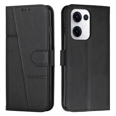 Per OPPO Reno13 5G Custodia per telefono in pelle con fibbia con texture di vitello con cuciture globali (nero)