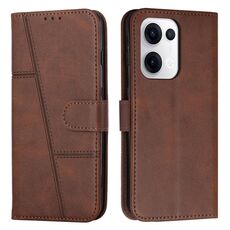 Per OPPO Reno13 5G Custodia per telefono in pelle con fibbia con texture di vitello con cuciture globali (marrone)
