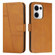 Per OPPO Reno13 5G Custodia per telefono in pelle con fibbia con texture di vitello con cuciture globali (giallo)