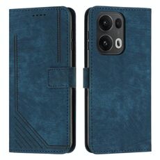 Per OPPO Reno13 Pro Custodia per telefono in pelle con motivo a strisce Global Skin Feel con cordino lungo (blu)