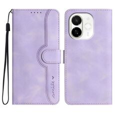 Per Tecno Spark 30C 5G / Pop 9 5G Custodia in pelle con motivo a cuore (viola)