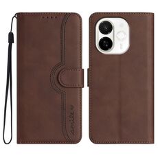 Per Tecno Spark 30C 5G / Pop 9 5G Custodia in pelle con motivo a cuore (marrone)