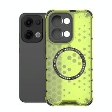 Per OPPO Reno13 5G Custodia antiurto per telefono con anello magnetico a nido d'ape globale (verde)
