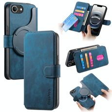 Per iPhone 16e CaseNeo MagSafe RFID Anti-furto Custodia in pelle retrò per telefono (blu)