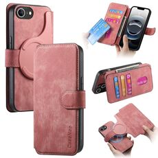 Per iPhone 16e CaseNeo MagSafe RFID Anti-furto Custodia in pelle retrò per telefono (rosa)
