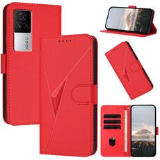 Per vivo iQOO 7 India / iQOO Neo5 Custodia in pelle con fibbia a motivo triangolare (rosso)