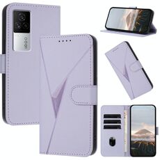 Per vivo iQOO 7 India / iQOO Neo5 Custodia in pelle con fibbia a motivo triangolare (viola chiaro)