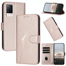 Per vivo S9 Custodia per telefono in pelle con fibbia a motivo triangolare (oro rosa)