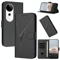 Per vivo S19 Pro Custodia per telefono in pelle con fibbia a motivo triangolare (nero)