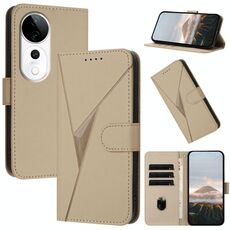 Per vivo S19 Pro Custodia per telefono in pelle con fibbia a motivo triangolare (oro)