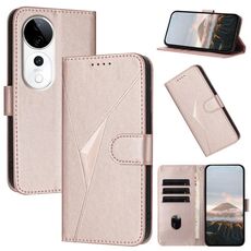 Per vivo S19 Pro Custodia in pelle con fibbia a motivo triangolare (oro rosa)