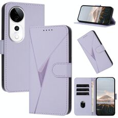 Per vivo S19 Pro Custodia per telefono in pelle con fibbia a motivo triangolare (viola chiaro)