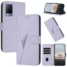 Per vivo V21 4G / 5G / V21s Custodia in pelle con fibbia a motivo triangolare (viola chiaro)