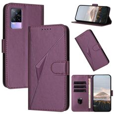 Per vivo V21e 4G / Y73 2021 Custodia in pelle con fibbia a motivo triangolare (viola scuro)