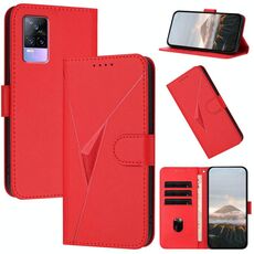 Per vivo V21e 4G / Y73 2021 Custodia per telefono in pelle con fibbia a motivo triangolare (rosso)