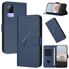 Per vivo V21e 4G / Y73 2021 Custodia in pelle con fibbia a motivo triangolare (blu reale)