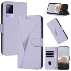 Per vivo V21e 4G / Y73 2021 Custodia per telefono in pelle con fibbia a motivo triangolare (viola chiaro)