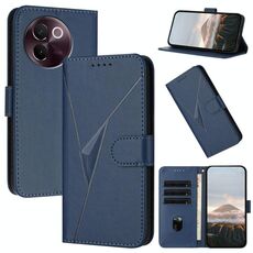 Per vivo V30e Custodia per telefono in pelle con fibbia a motivo triangolare (blu reale)