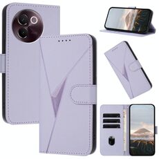 Per vivo V30e Custodia per telefono in pelle con fibbia a motivo triangolare (viola chiaro)