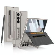 Per Samsung Galaxy Z Fold6 GKK Integrated Flip Wallet Custodia in pelle per telefono con slot per penna, penna non inclusa (grigio titanio)