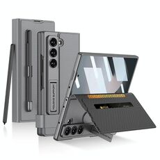 Per Samsung Galaxy Z Fold6 GKK Integrated Flip Wallet Custodia in pelle per telefono con slot per penna, penna non inclusa (grigio montagna)