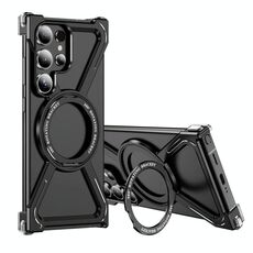 Per Samsung Galaxy S24 Ultra 5G Custodia antiurto per telefono con airbag magnetico MagSafe in lega di titanio (nero)
