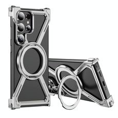 Per Samsung Galaxy S24 Ultra 5G Custodia antiurto per telefono con airbag magnetico MagSafe in lega di titanio (argento)