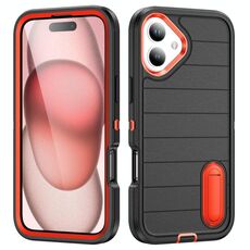 Per iPhone 16 Defender Gen2 Custodia per telefono in silicone + PC resistente con supporto (nero + arancione)