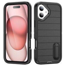 Per iPhone 16 Defender Gen2 Custodia per telefono in silicone + PC resistente con supporto (nero)