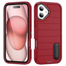 Per iPhone 16 Defender Gen2 Custodia per telefono in silicone + PC resistente con supporto (rosso+nero)