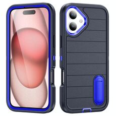 Per iPhone 16 Defender Gen2 Custodia per telefono in silicone + PC resistente con supporto (blu scuro)