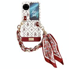 Per OPPO Find N3 Flip Luck Flower Pattern TPU Custodia per telefono con cinturino (bianco)