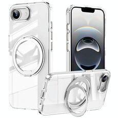 Per iPhone 16e Custodia per telefono con supporto magnetico MagSafe a 360 gradi satinato (argento)