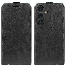 Per Samsung Galaxy S25+ 5G R64 Texture Custodia in pelle con flip verticale (nero)