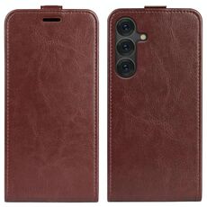Per Samsung Galaxy S25+ 5G R64 Texture Custodia in pelle con flip verticale (marrone)