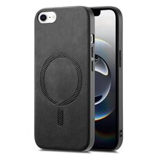 Per iPhone 16e Custodia per telefono con retro in PU Magsafe tinta unita (nero)