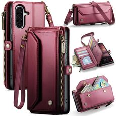 Per Samsung Galaxy A36 CaseMe C36 Porta carte con cerniera Portafoglio RFID Antifurto Custodia in pelle per telefono (rosso)