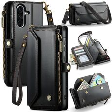 Per Samsung Galaxy A36 CaseMe C36 Porta carte con cerniera Portafoglio RFID Antifurto Custodia in pelle per telefono (nero)