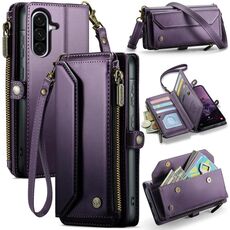 Per Samsung Galaxy A36 CaseMe C36 Card Slots Zipper Wallet RFID Anti-furto Custodia in pelle per telefono (viola)