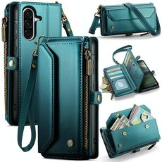 Per Samsung Galaxy A56 5G CaseMe C36 Porta carte con cerniera Portafoglio RFID Antifurto Custodia in pelle per telefono (blu)